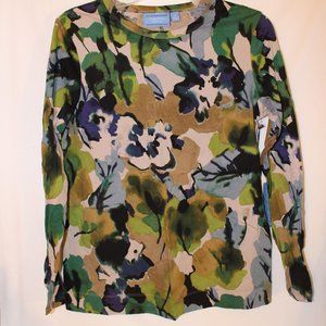 Simply Vera Wang LS Top Multi Floral Print Sz S